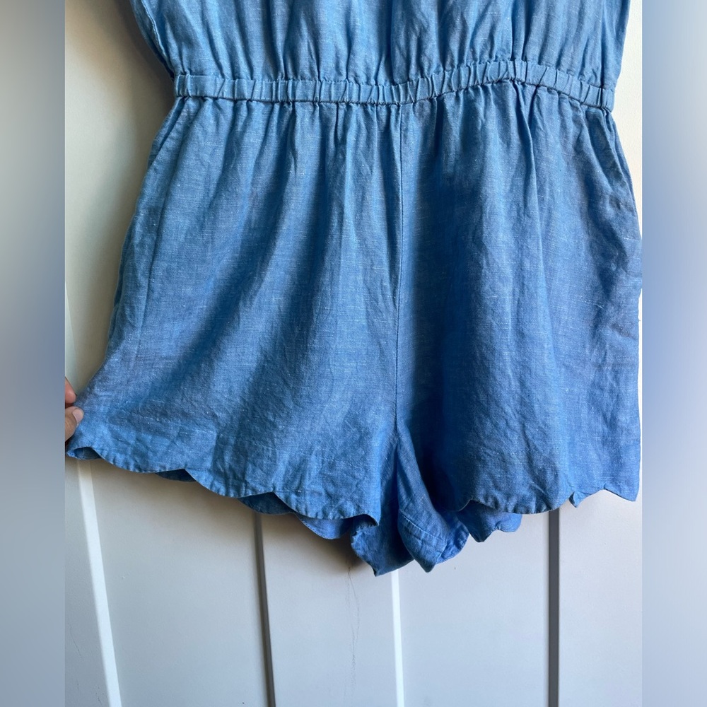 J.Crew Scalloped Cotton-Linen Romper - Picture 6 of 9